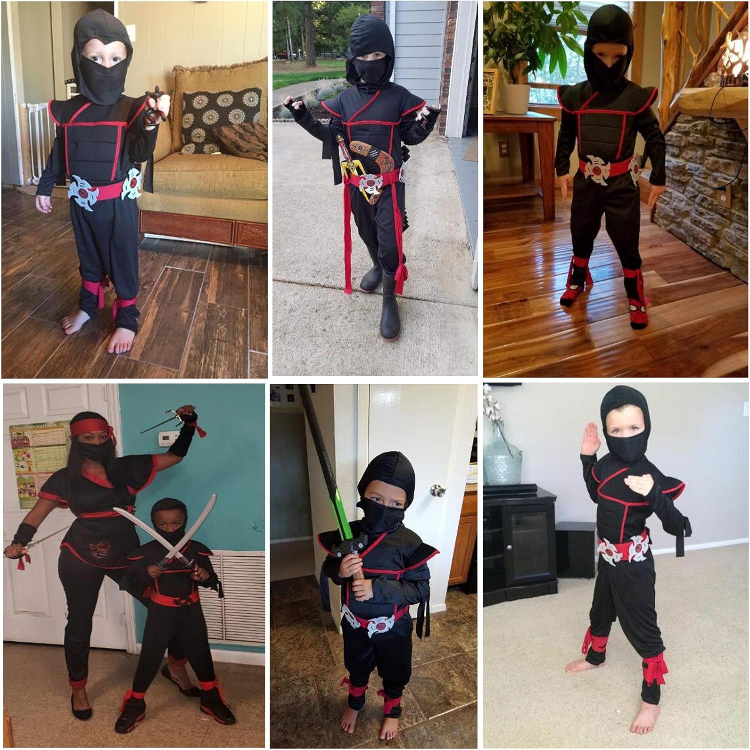 Deluxe Ninja Costume Set for Kids Muscle Ninja Costume Halloween Ninja Costumes for Boys