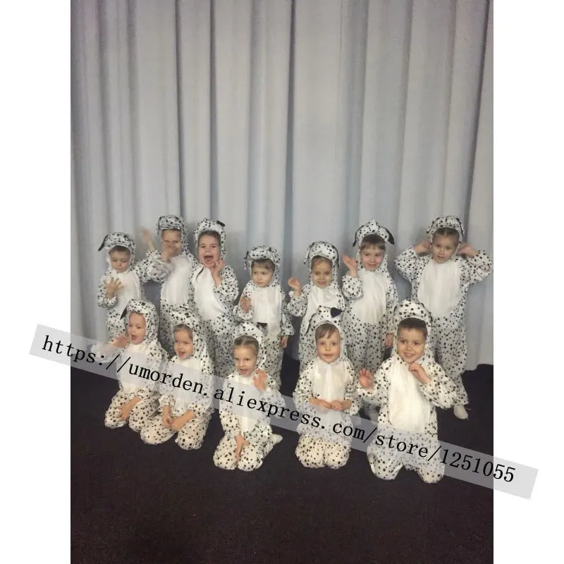 2-3T 3-4T Children Kids Animal Dalmatian Dog Costume Cosplay Jumpsuit Hoodie Children&