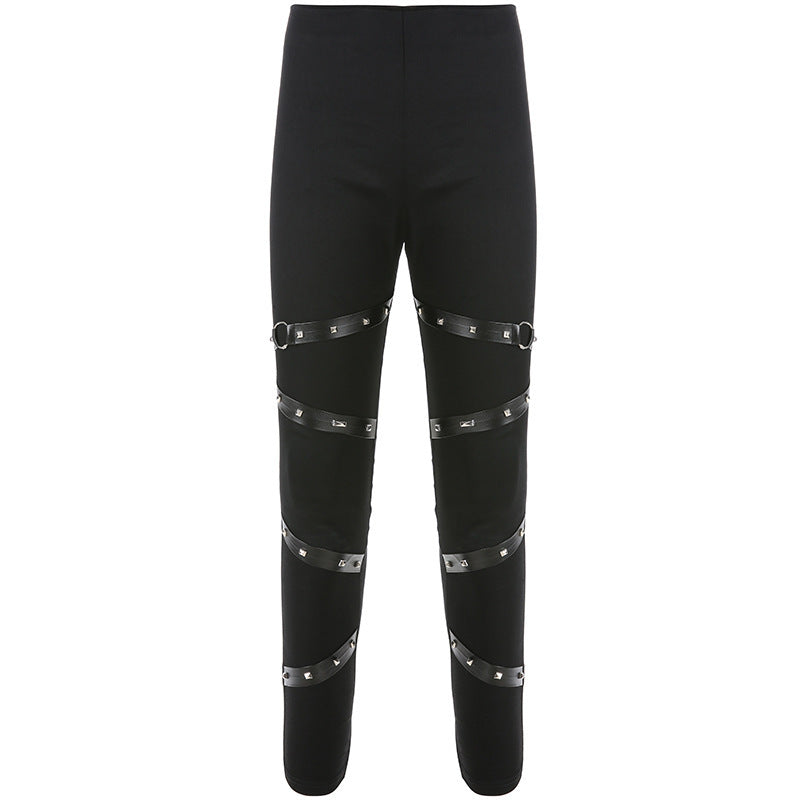 Streetwear High Waist Push Up Black Gothic Leggings - Smith&