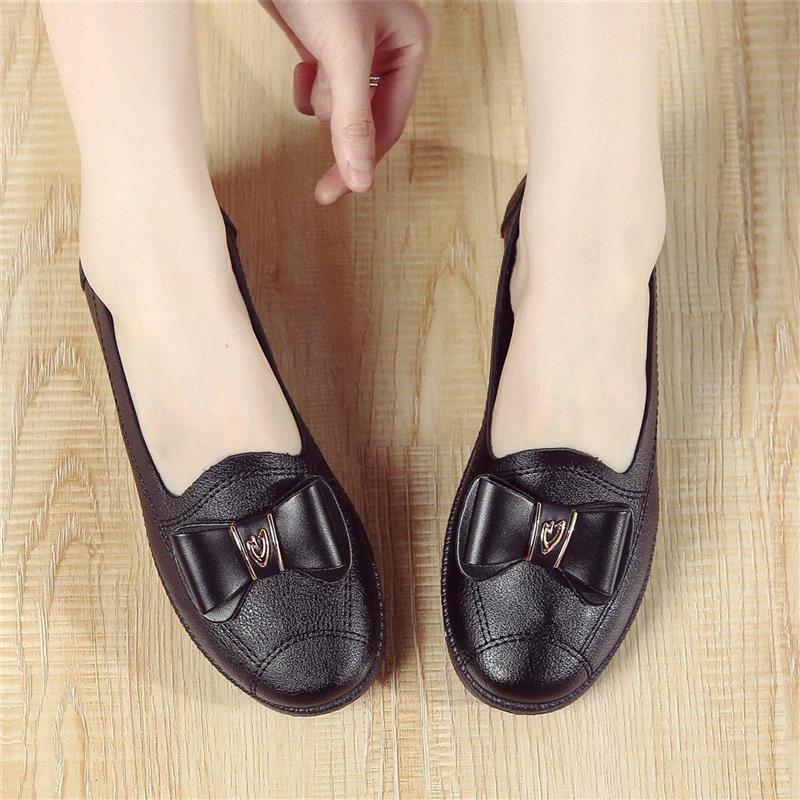 Peas Shoes Women Fashion Flat Soft Leather Grandma Shoes Women - Smith&