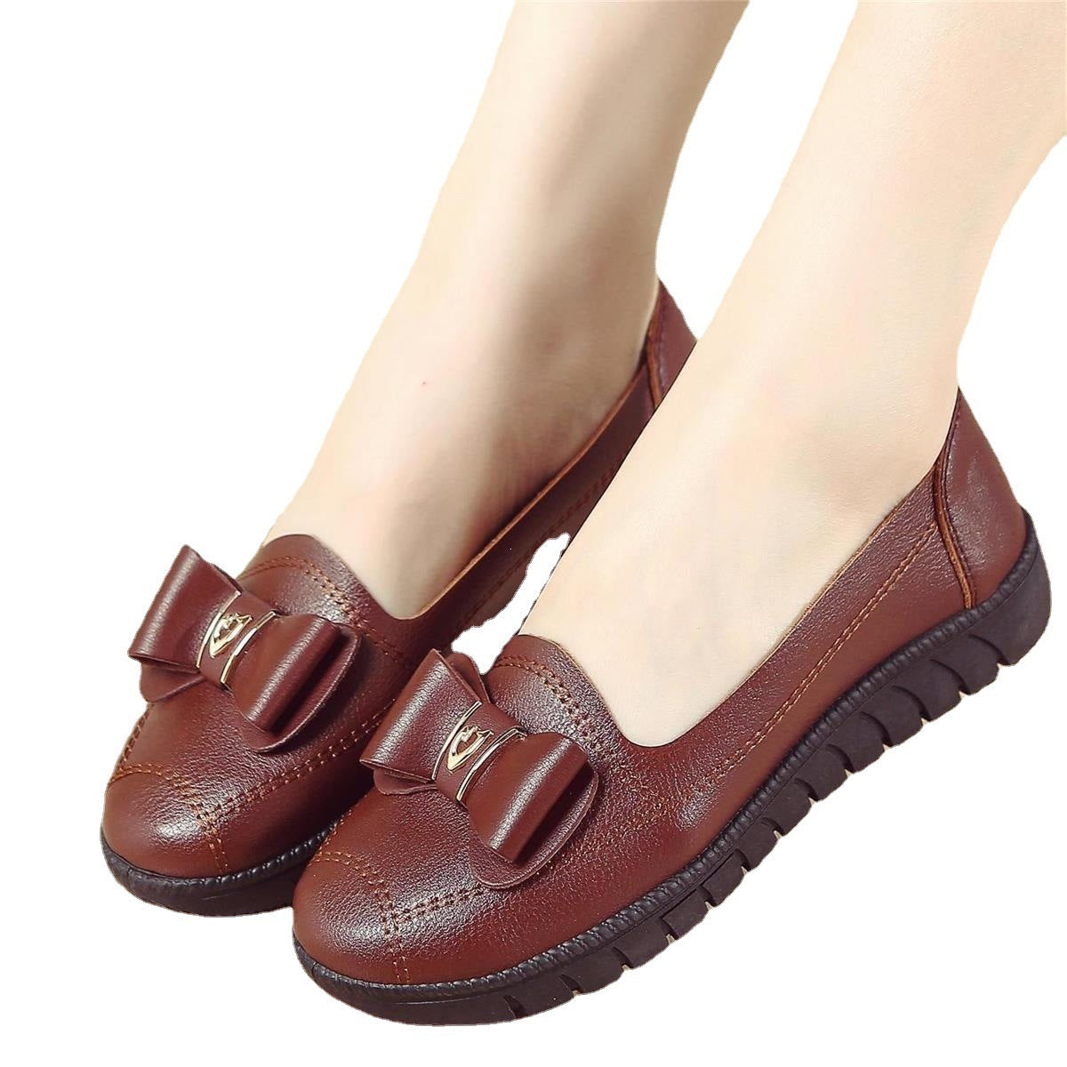 Peas Shoes Women Fashion Flat Soft Leather Grandma Shoes Women - Smith&