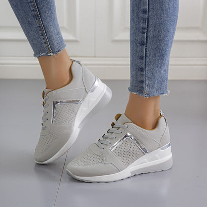 Sneakers Platform Wedge Heel Casual Shoes Lace-up Mesh Sneakers