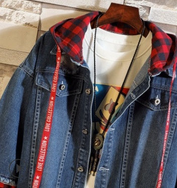 Men Hooded Ripped Jean Jacket