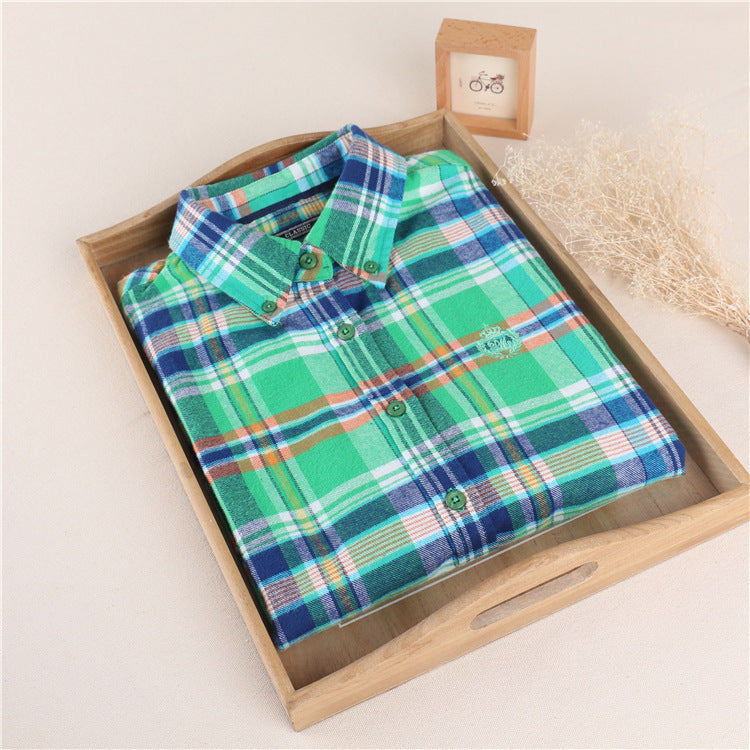 Direct manufacturers sanding Plaid Shirt Flannel Plaid shirts ladies shirt shirt color thick sanding