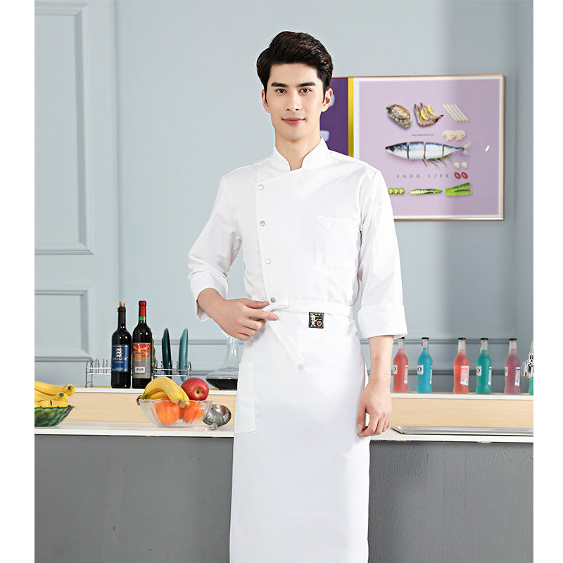 Men Uniform Professional Jacket Outfit Long Sleeve Coat Restaurant Chef Wear