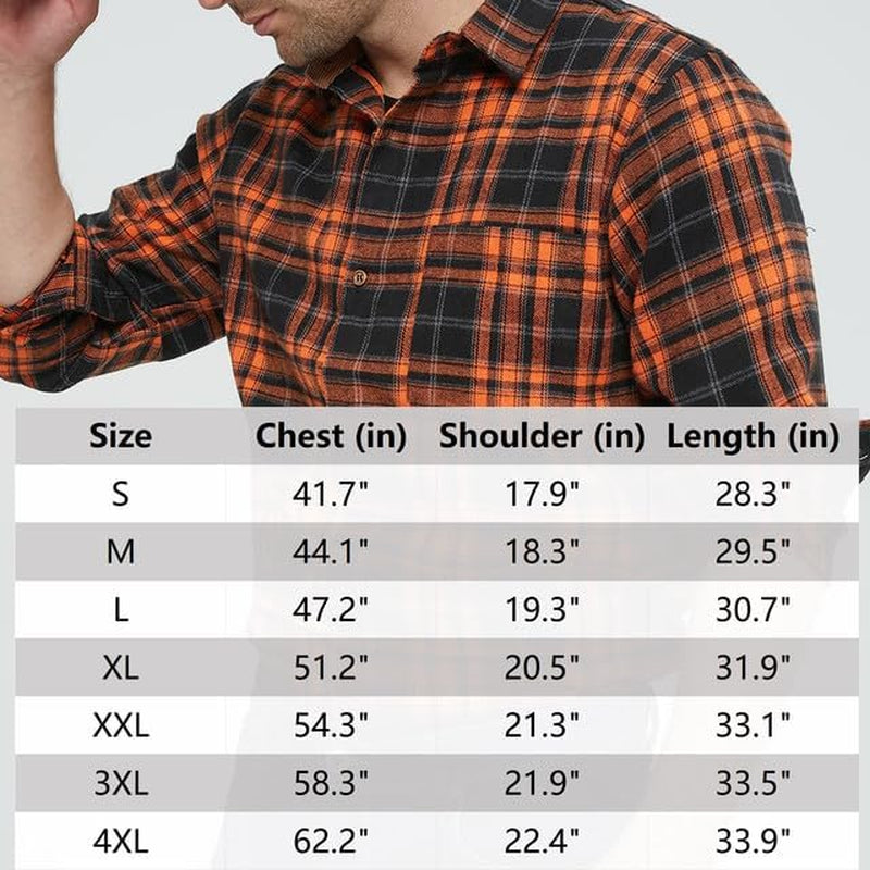 Flannel Shirts for Men, Long Sleeve Button down Shirt Lightweight Plaid Brushed Casual