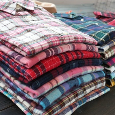 Direct manufacturers sanding Plaid Shirt Flannel Plaid shirts ladies shirt shirt color thick sanding