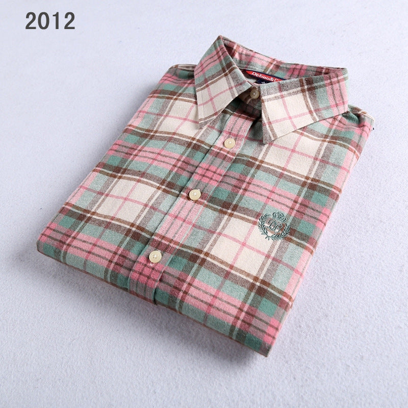 Direct manufacturers sanding Plaid Shirt Flannel Plaid shirts ladies shirt shirt color thick sanding