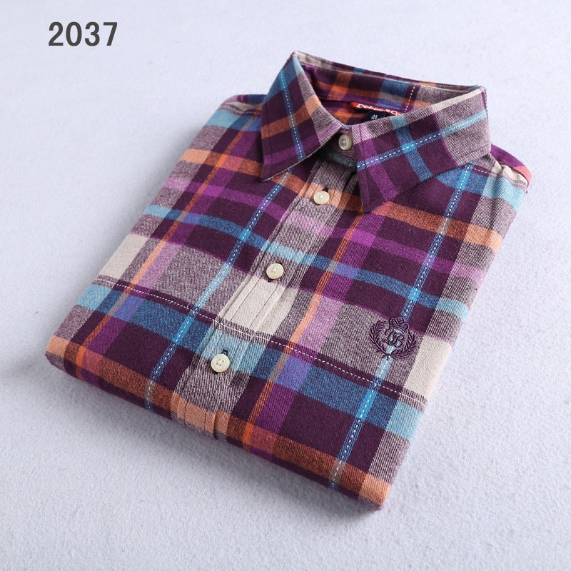 Direct manufacturers sanding Plaid Shirt Flannel Plaid shirts ladies shirt shirt color thick sanding