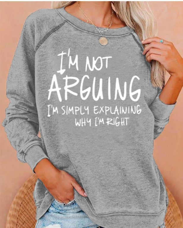 English Printed Casual Sweatshirt Loose Sweatshirt