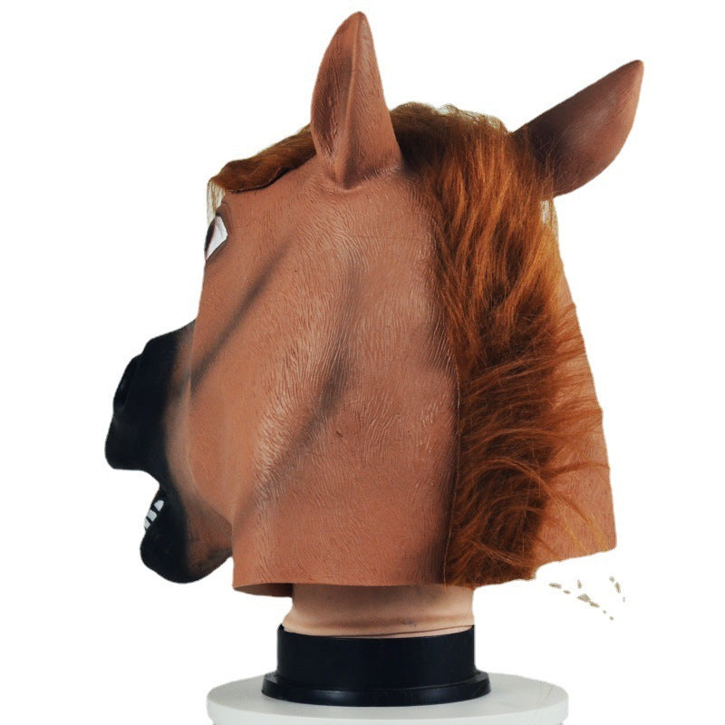 Halloween Cosplay Brown Animal Horse Head Mask Headgear