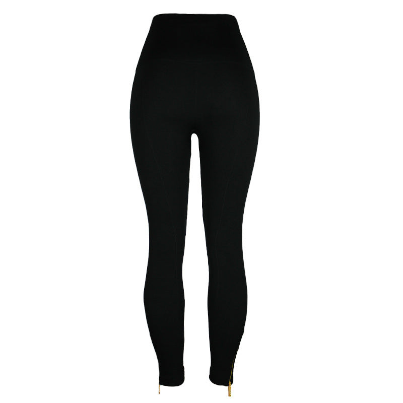 High-waisted Tight Pants Tummy Control Zipper Leggings - Smith&