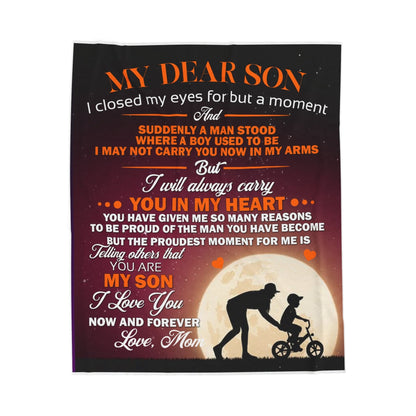 To My Dear Son | Velveteen Plush Blanket - Smith&