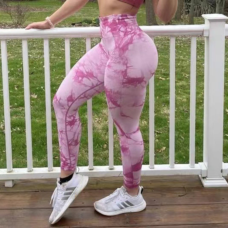 Tie Dye Leggings Seamless Push Up Workout Gym Sports Leggings - Smith&