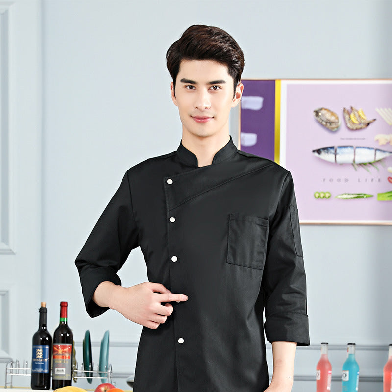 Men Uniform Professional Jacket Outfit Long Sleeve Coat Restaurant Chef Wear