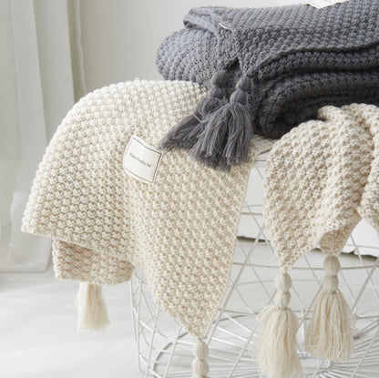 Fringed Knitting Blanket Wool Blanket