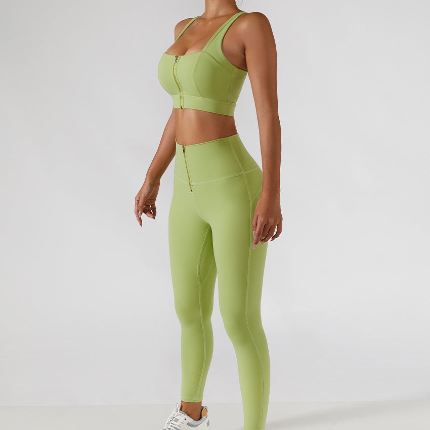 Ribbed One Shoulder Yoga Back Bra Set - Smith&