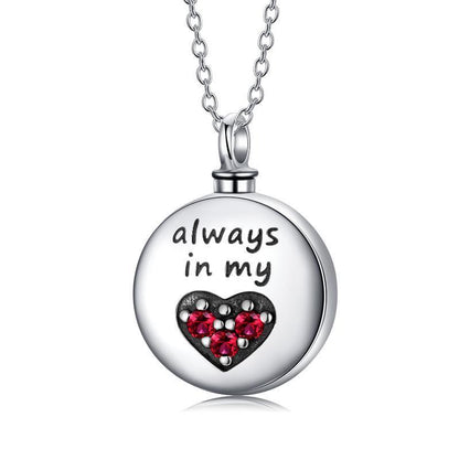 Heart Urn Engraved Cremation Necklace for Ashes in Sterling Silver