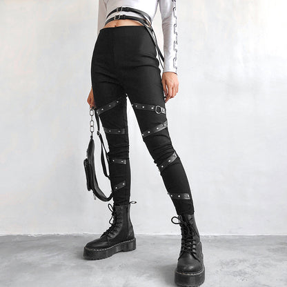 Streetwear High Waist Push Up Black Gothic Leggings - Smith&