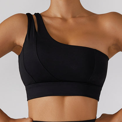 Ribbed One Shoulder Yoga Back Bra Set - Smith&