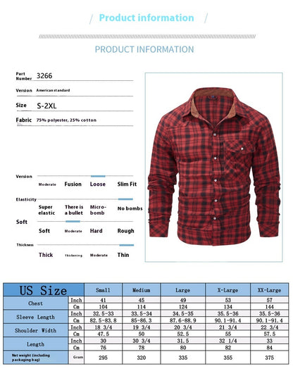 Flannel European And American Retro Pearl Buckle Western Style Long Sleeve Shirt