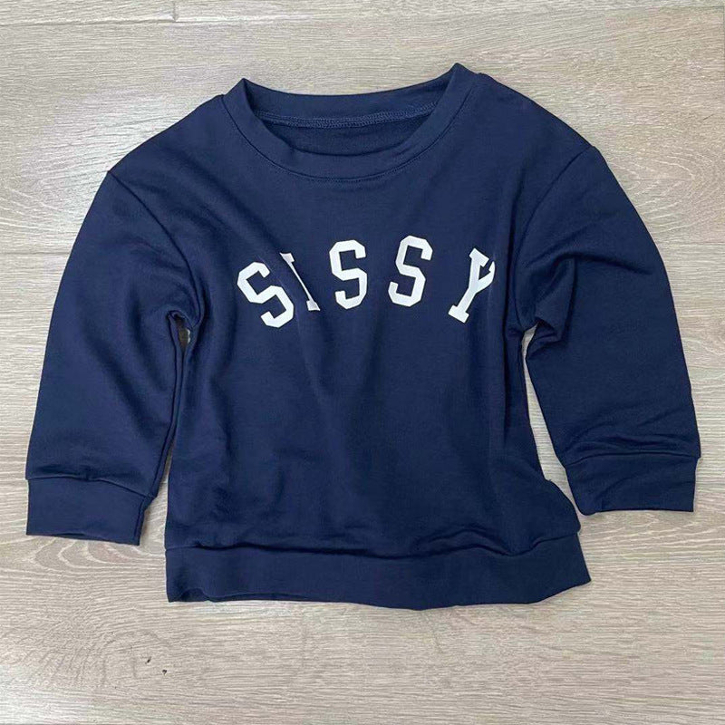 Children Letter Print Pullover Casual Sweatshirt Children