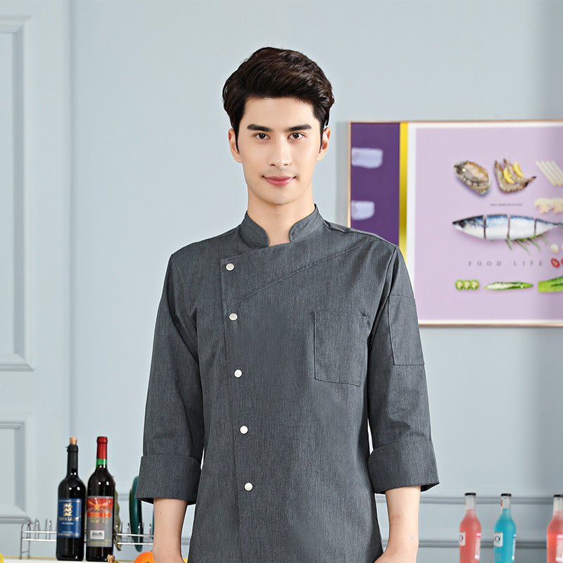 Men Uniform Professional Jacket Outfit Long Sleeve Coat Restaurant Chef Wear