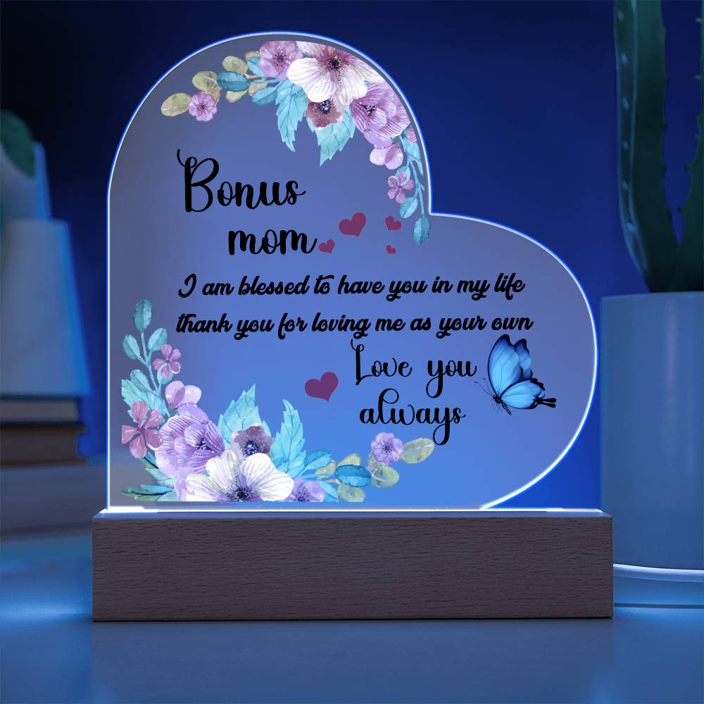 To My Bonus Mom | Printed Heart Acrylic Plaque - Smith&