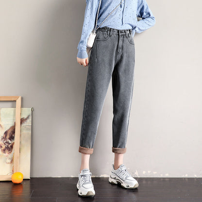 Spring And Summer Elastic Waist Is Thin And Loose Wide-legged Daddy Wears Straight Pants