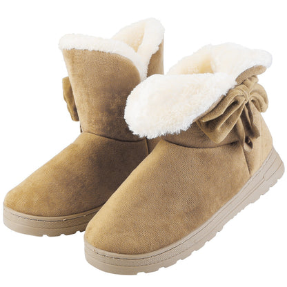 Women Ladies Snow Boots Super Soft Fabric Mid-Calf Winter Shoes Thickened Plush Warm Lining Shoes