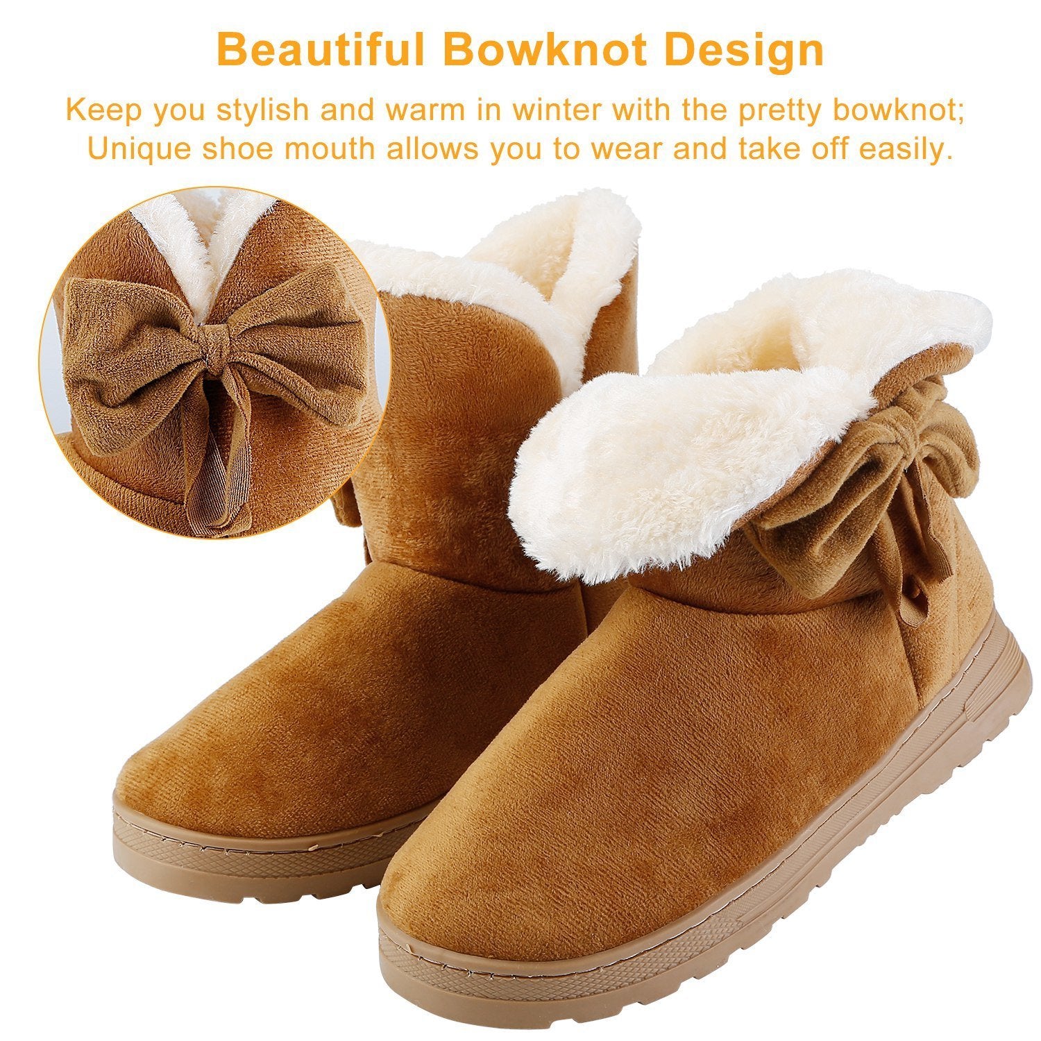 Women Ladies Snow Boots Super Soft Fabric Mid-Calf Winter Shoes Thickened Plush Warm Lining Shoes