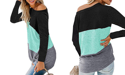 Womens Fashion Long Sleeve Tops Twist Knot Pullover Shirts For Autumn And Winter