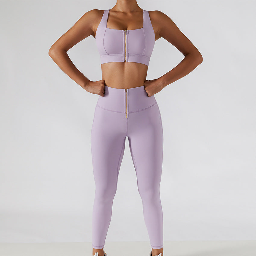 Ribbed One Shoulder Yoga Back Bra Set - Smith&