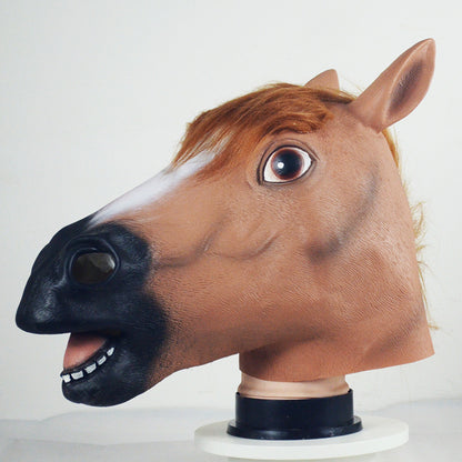 Halloween Cosplay Brown Animal Horse Head Mask Headgear