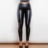 Shascullfites Melody X Cross Matt Black High Waist Leather V Shape Leather Leggings - Smith&