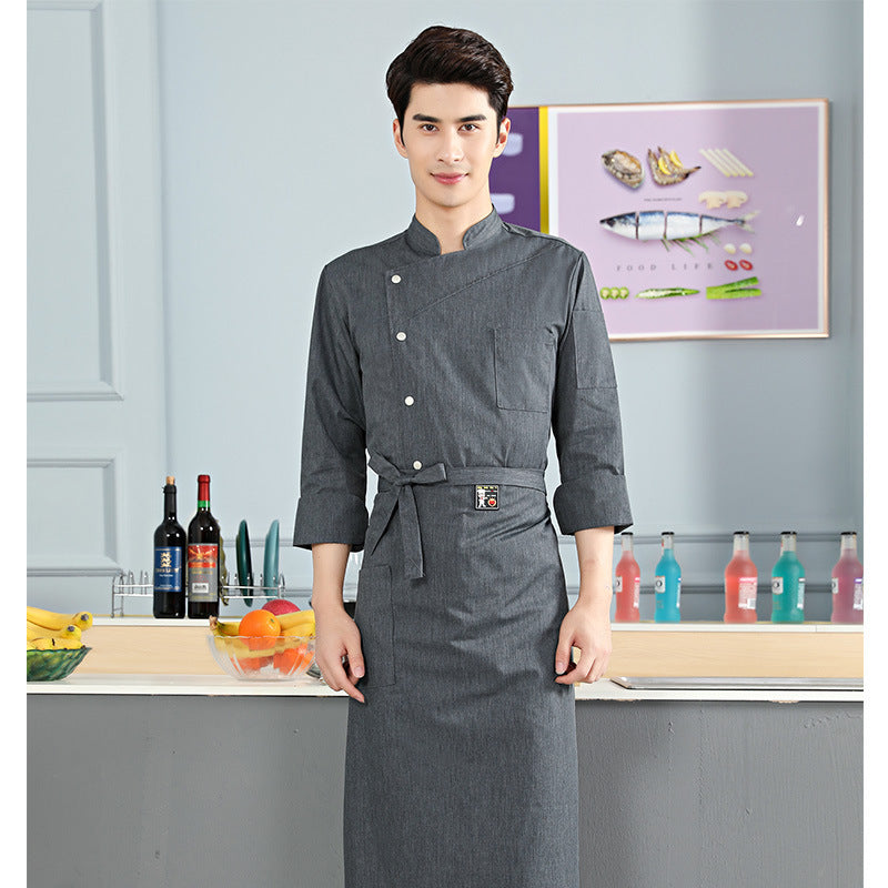 Men Uniform Professional Jacket Outfit Long Sleeve Coat Restaurant Chef Wear