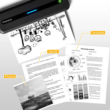 A4 Inkless M832 BT Wireless 300DPI Rechargeable Thermal Printer